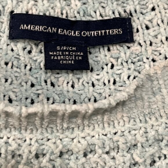 American Eagle Distressed Baby Blue Loose Knit Sweater XS - Picture 4 of 7